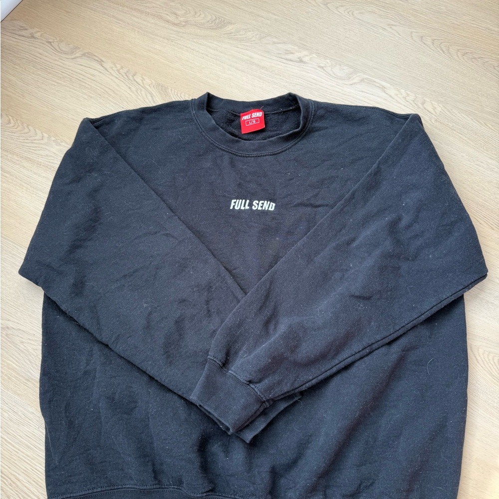 Full Send Black Crewneck Sweater for Men
